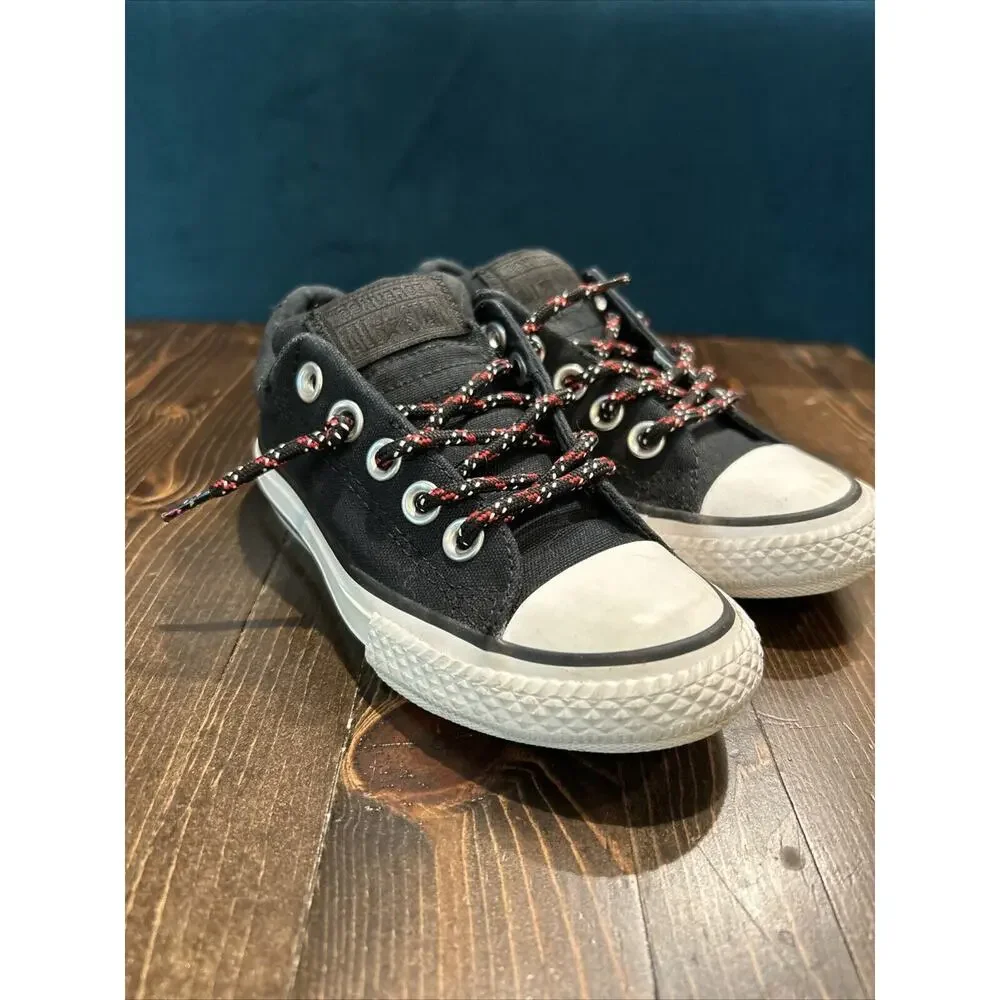 Converse Chuck Taylor All Star Street Slip Kids Size 11 Shoes Black Red 662340F